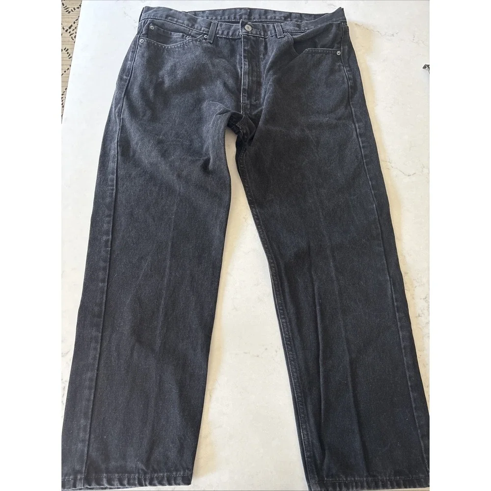 Levi 505 Black Jeans‎ Mens 40x30 Straight Leg Zip Fly